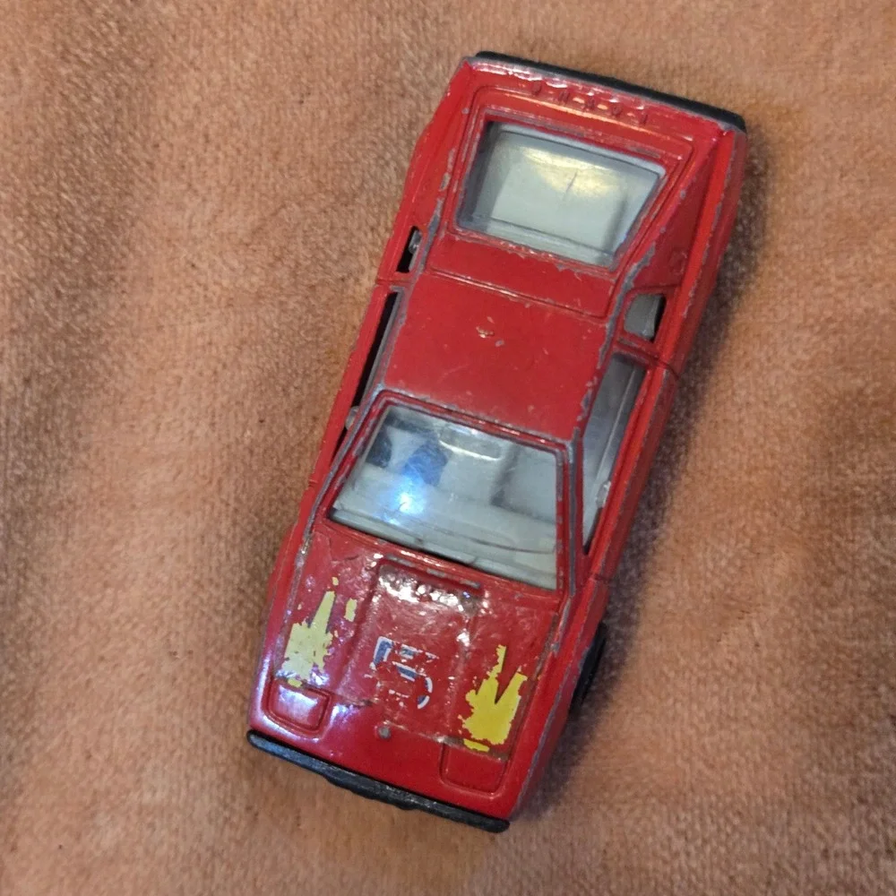 VTG Lotus Esprit Model Toy Race Car Red Diecast Toy Made In Hong Kong Flames